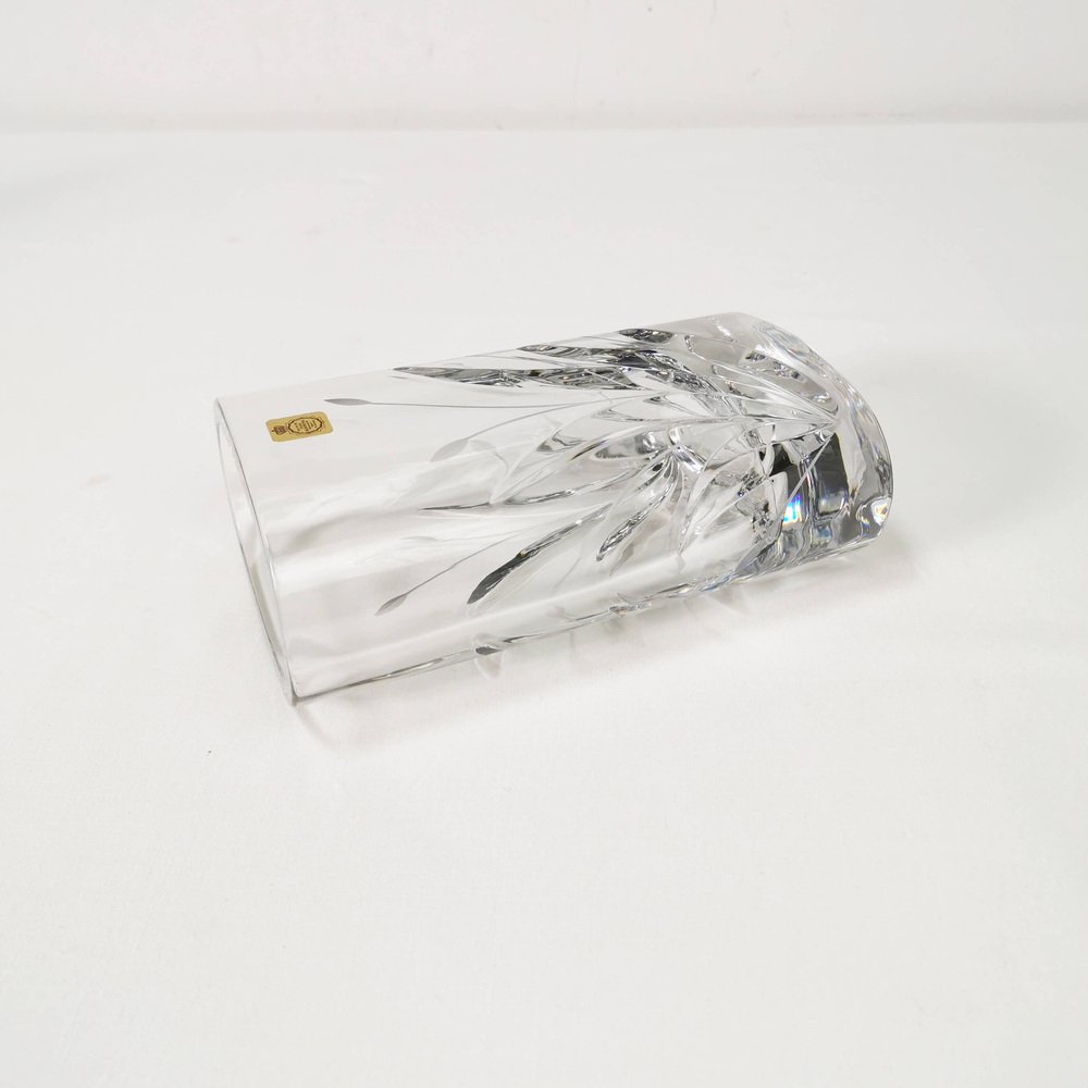 German Oval Crystal Vase from Bleikristal, 1960s