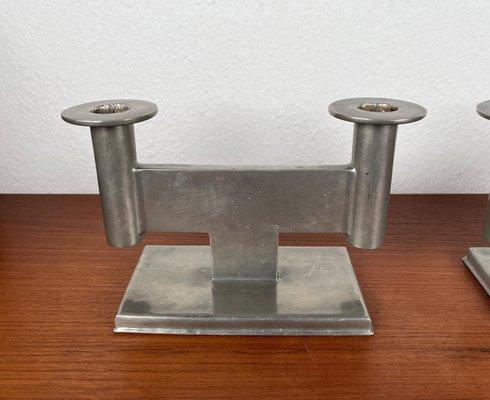 German Pewter Model 551 Minimalist Candleholder by Karl Raichle for Meersburg, 1930s, Set of 2-UAH-2024484