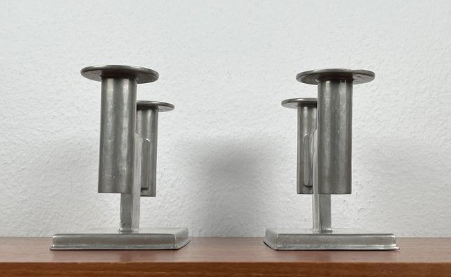 German Pewter Model 551 Minimalist Candleholder by Karl Raichle for Meersburg, 1930s, Set of 2-UAH-2024484