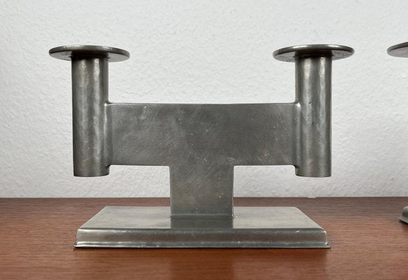 German Pewter Model 551 Minimalist Candleholder by Karl Raichle for Meersburg, 1930s, Set of 2-UAH-2024484