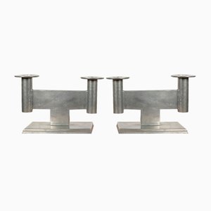 German Pewter Model 551 Minimalist Candleholder by Karl Raichle for Meersburg, 1930s, Set of 2-UAH-2024484