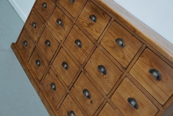 German Pine Apothecary Cabinet or Bank of Drawers-XO-2016835