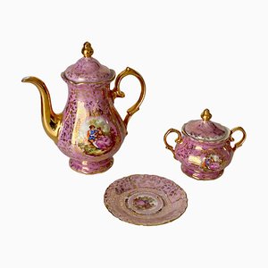 German Pink and Color Porcelain Coffee Tea Service, Germany, 1950s-UR-1431402