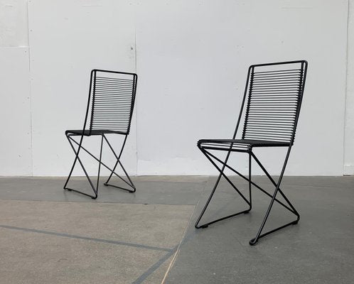 German Postmodern Black Kreuzschwinger Chairs by Till Behrens for Schlubach, 1980s, Set of 2-UAH-1078787