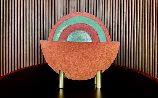 German Postmodern Sculptural Art Ceramic Indoor Fountain by Ceramist Martin Reinhardt, 1980s-JP-1175246