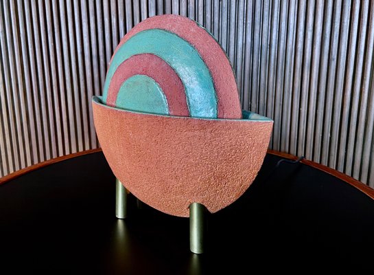 German Postmodern Sculptural Art Ceramic Indoor Fountain by Ceramist Martin Reinhardt, 1980s-JP-1175246