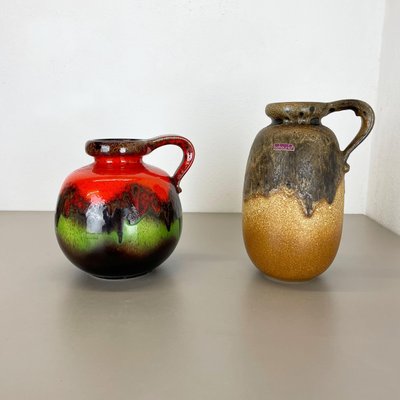 German Pottery Fat Lava Vases Multi-Color by Scheurich, 1970s, Set of 2-QZ-1284742