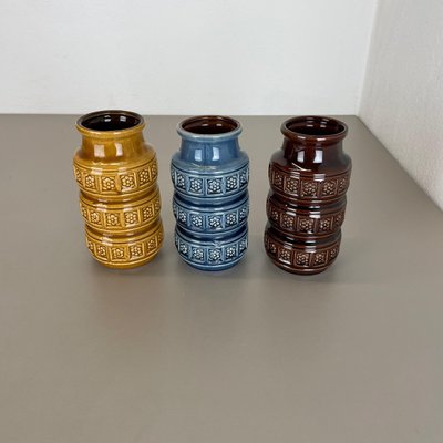 German Pottery Fat Lava Vases Multi-Color by Scheurich, 1970s, Set of 3-QZ-1290489