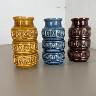 German Pottery Fat Lava Vases Multi-Color by Scheurich, 1970s, Set of 3-QZ-1290489