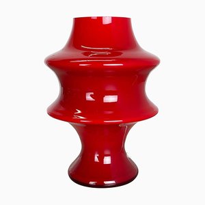 German Red Glass Table Mushroom Desktop Light from Hustadt Lights, 1970s-QZ-1092976