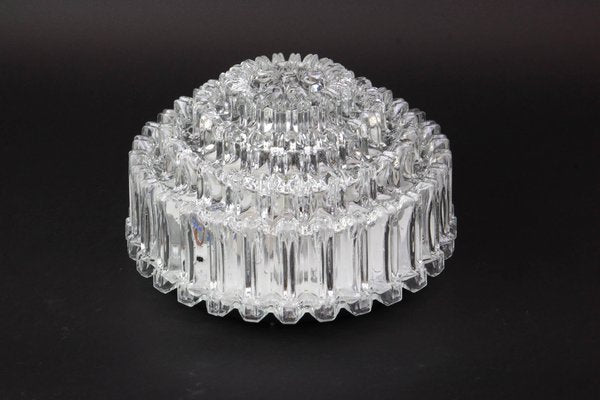 German Round Textured Glass Flushmount by Limburg, 1970s-UGR-1085540