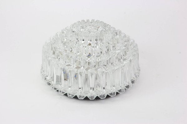 German Round Textured Glass Flushmount by Limburg, 1970s-UGR-1085540