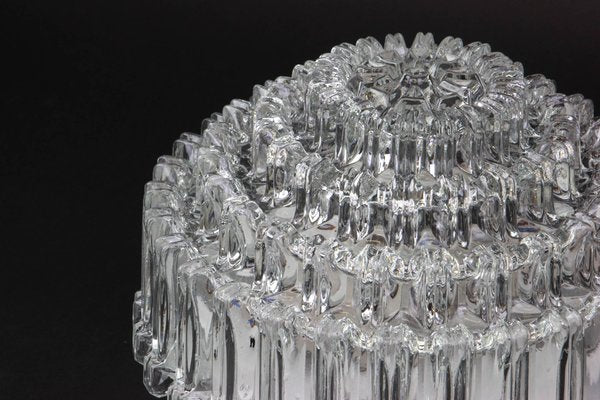 German Round Textured Glass Flushmount by Limburg, 1970s-UGR-1085540