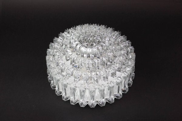 German Round Textured Glass Flushmount by Limburg, 1970s-UGR-1085540