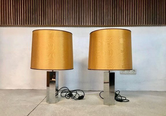 German Sculptural Chromed Table Lamps by Ingo Maurer for Design M, 1960s, Set of 2-JP-776523