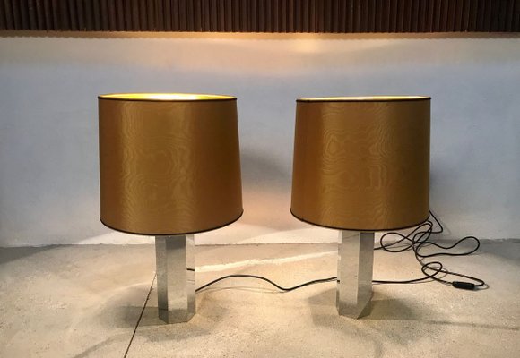 German Sculptural Chromed Table Lamps by Ingo Maurer for Design M, 1960s, Set of 2-JP-776523