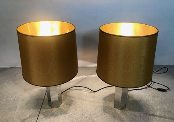 German Sculptural Chromed Table Lamps by Ingo Maurer for Design M, 1960s, Set of 2-JP-776523