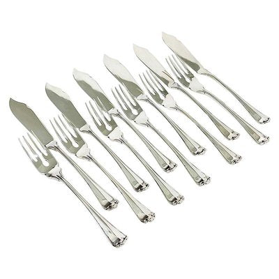 German Silver Fish Cutlery from Wilkens & Sohne, Bremen, 1886-1888, Set of 12-UCH-1224339