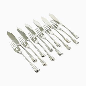 German Silver Fish Cutlery from Wilkens & Sohne, Bremen, 1886-1888, Set of 12-UCH-1224339