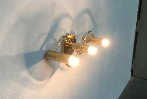 German Space Age Brass Ceiling Lamp by Gaetano Sciolari for Leola, 1970s-UAH-1735817