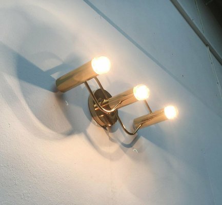 German Space Age Brass Ceiling Lamp by Gaetano Sciolari for Leola, 1970s-UAH-1735817