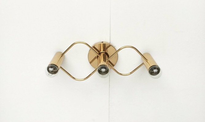 German Space Age Brass Ceiling Lamp by Gaetano Sciolari for Leola, 1970s-UAH-1735817