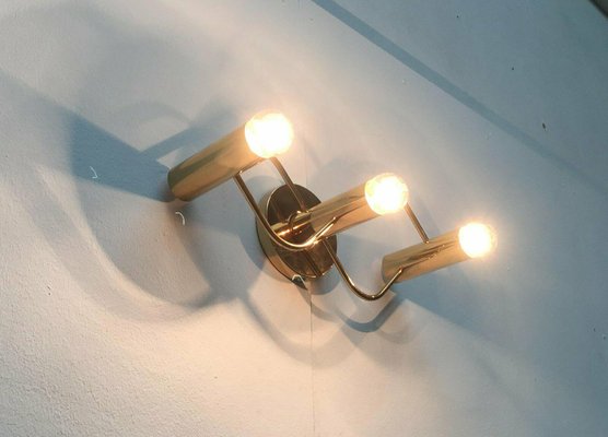 German Space Age Brass Ceiling Lamp by Gaetano Sciolari for Leola, 1970s-UAH-1735817