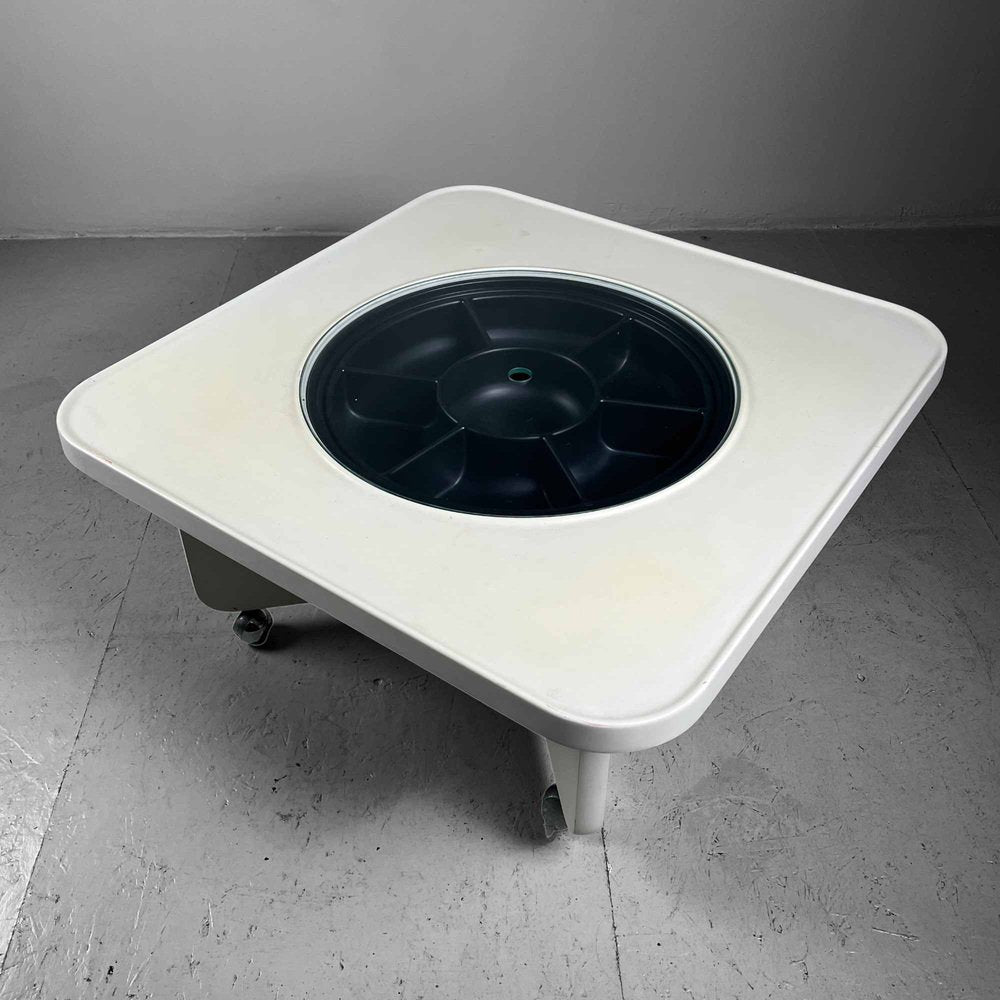 German Space Age Coffee Table with Rotating Snack Tray, 1970s