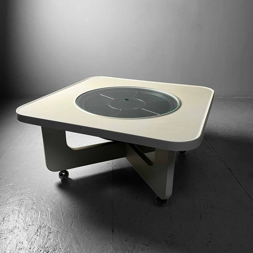 German Space Age Coffee Table with Rotating Snack Tray, 1970s