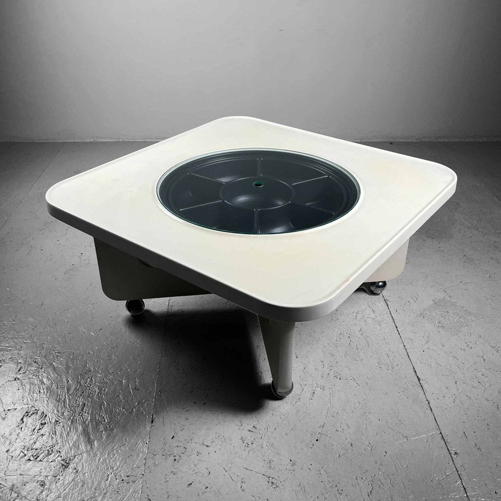 German Space Age Coffee Table with Rotating Snack Tray, 1970s