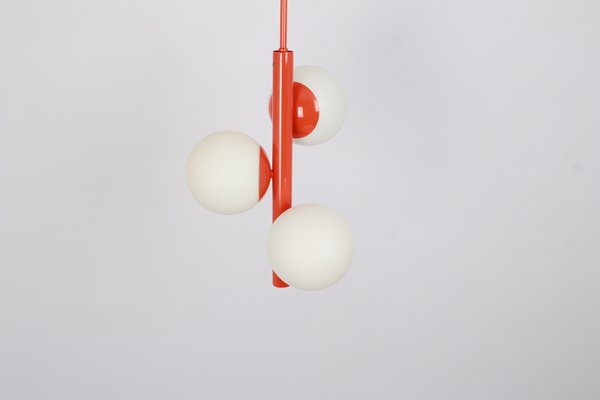 German Sputnik Orange Pendant Light in Opal Glass from Kaiser Idell, 1970s-UGR-1736577