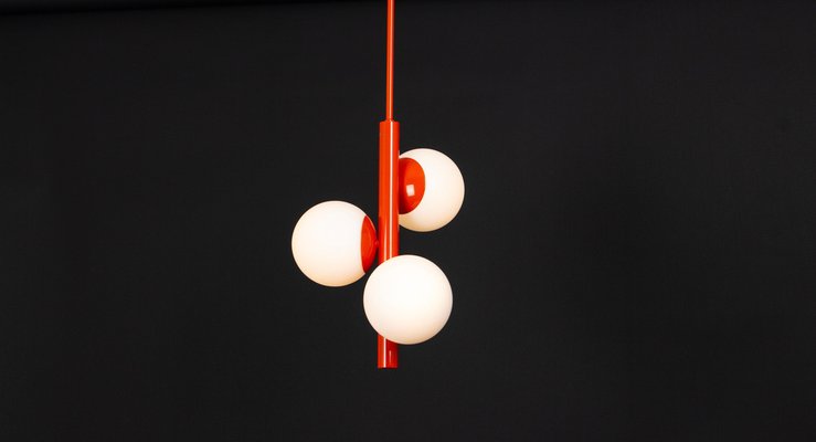 German Sputnik Orange Pendant Light in Opal Glass from Kaiser Idell, 1970s-UGR-1736577