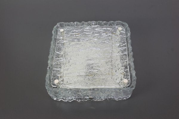 German Square Murano Ice Glass Flush Mount from Kaiser, 1970s-UGR-1086068