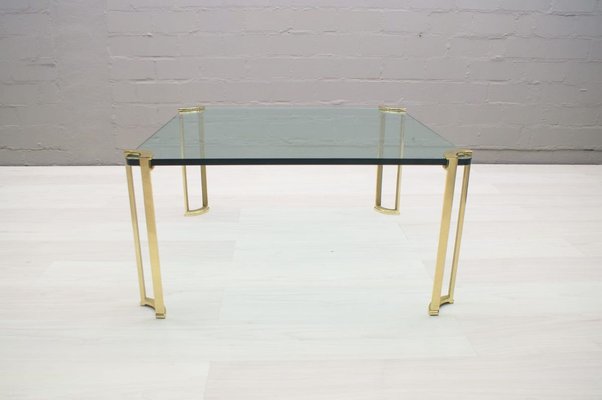 German Square Solid Brass and Glass Coffee Table, 1960s-KQB-737032