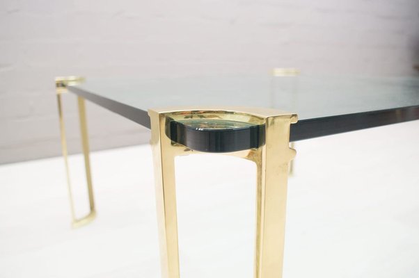 German Square Solid Brass and Glass Coffee Table, 1960s-KQB-737032