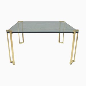 German Square Solid Brass and Glass Coffee Table, 1960s-KQB-737032