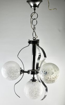 German Swirl Ball Pendant Stem Lamp with 3 Globular Lights from Fischer Leuchten-MJY-1150362