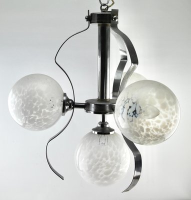 German Swirl Ball Pendant Stem Lamp with 3 Globular Lights from Fischer Leuchten-MJY-1150362