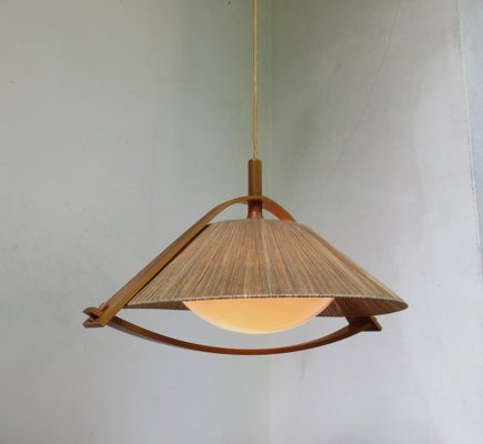 German Teak and Acrylic Glass Ceiling Lamp from Temde, 1960s-EY-653732