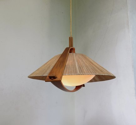 German Teak and Acrylic Glass Ceiling Lamp from Temde, 1960s-EY-653732