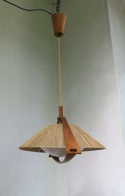 German Teak and Acrylic Glass Ceiling Lamp from Temde, 1960s-EY-653732