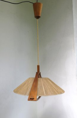 German Teak and Acrylic Glass Ceiling Lamp from Temde, 1960s-EY-653732