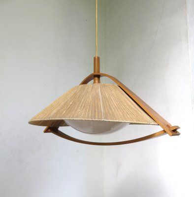 German Teak and Acrylic Glass Ceiling Lamp from Temde, 1960s-EY-653732