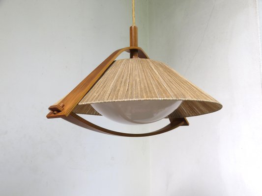 German Teak and Acrylic Glass Ceiling Lamp from Temde, 1960s-EY-653732