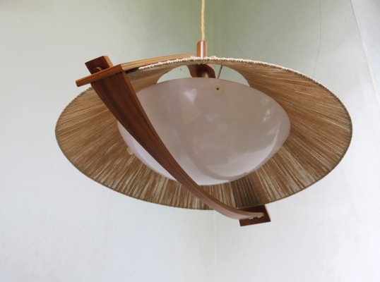 German Teak and Acrylic Glass Ceiling Lamp from Temde, 1960s-EY-653732