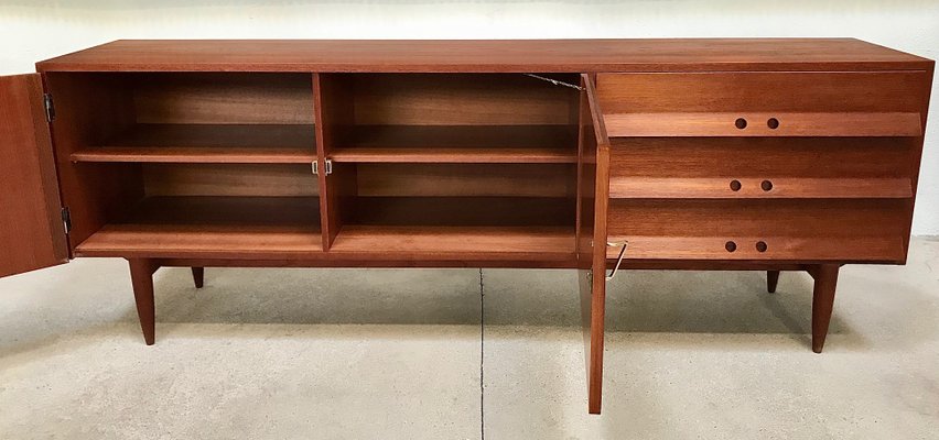 German Teak Sideboard with Brass Handles, 1950s-JP-698635