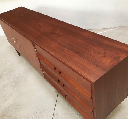 German Teak Sideboard with Brass Handles, 1950s-JP-698635