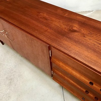 German Teak Sideboard with Brass Handles, 1950s-JP-698635