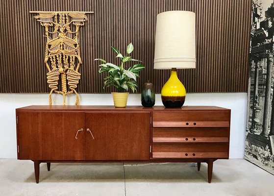 German Teak Sideboard with Brass Handles, 1950s-JP-698635