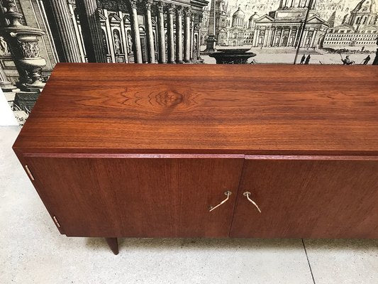 German Teak Sideboard with Brass Handles, 1950s-JP-698635